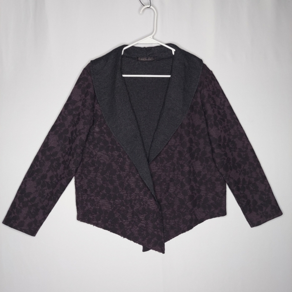 Cut Loose Crop Jacket Women Large Purple Floral Lace Romantic Witchy Lagenlook